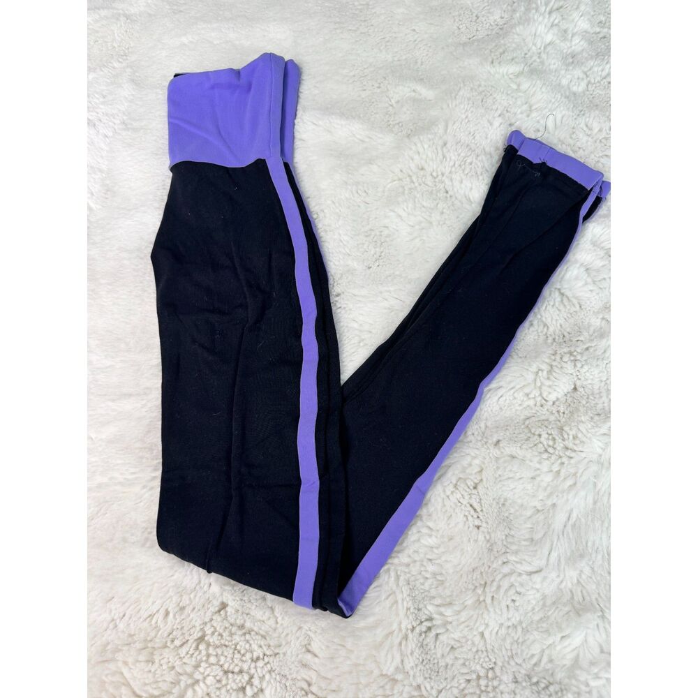 Se_Ku Skatewear Figure Skating Leggings Black Purple Ice Skating